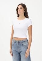 CALVIN KLEIN JEANS T-shirt a manica corta bianca da donna con logo LV047C200GYAA . CALVIN KLEIN JEANS 