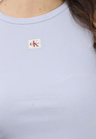 CALVIN KLEIN JEANS Canotta celeste da donna con logo LV047C201GTKF . CALVIN KLEIN JEANS 