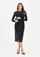 CALVIN KLEIN JEANS Abito midi nero da donna con fettuccia con emblem logo all-over LV047E229GUB1 . CALVIN KLEIN JEANS 