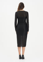 CALVIN KLEIN JEANS Abito midi nero da donna con fettuccia con emblem logo all-over LV047E229GUB1 . CALVIN KLEIN JEANS 