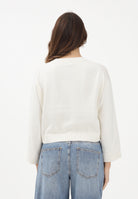 CALVIN KLEIN JEANS Maglioncino girocollo panna da donna con monogramma CK LV047E304GYAS . CALVIN KLEIN JEANS 