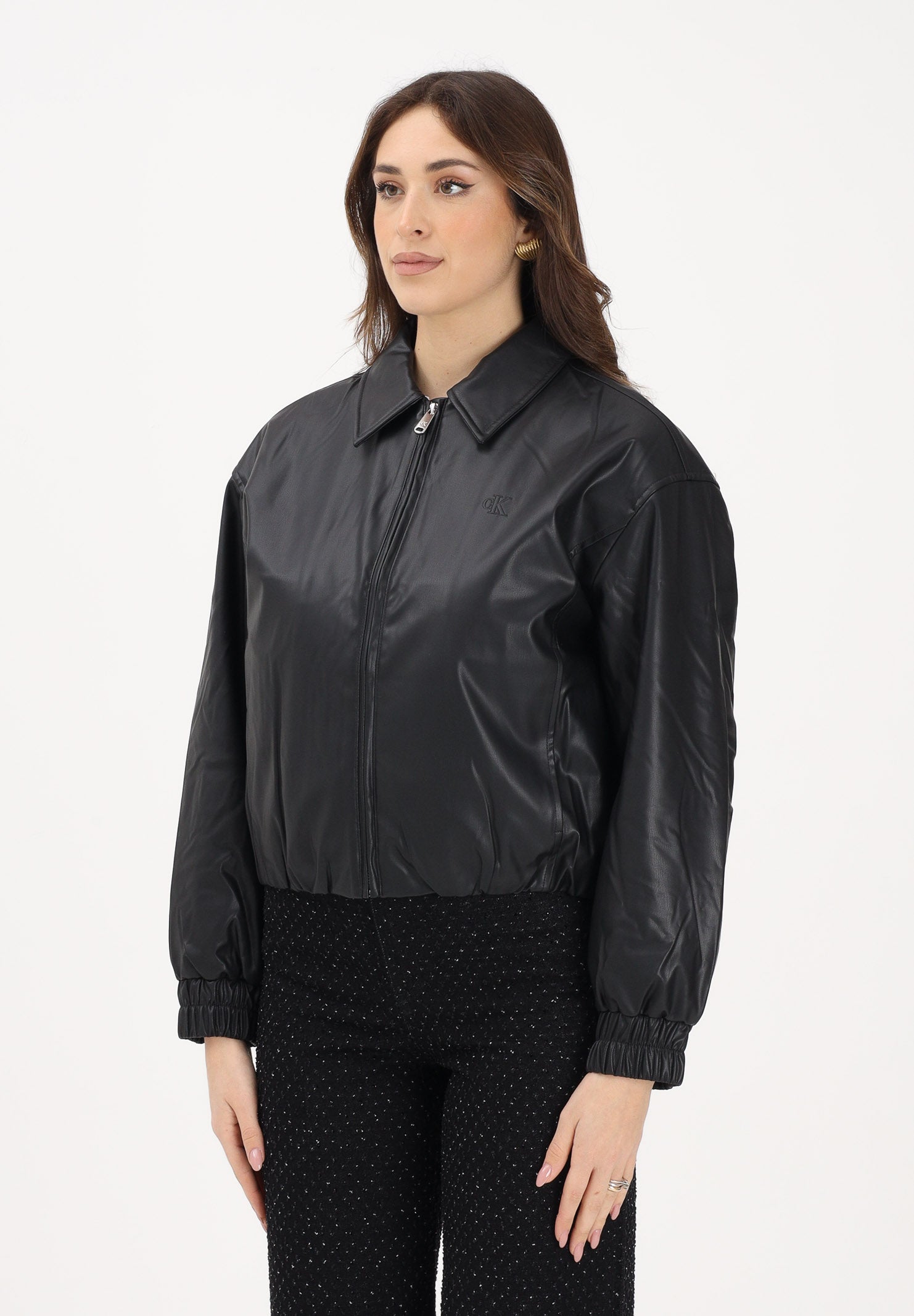 CALVIN KLEIN JEANS Giubbotto in ecopelle nero da donna LV047E507GUB1 . CALVIN KLEIN JEANS 