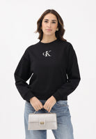 CALVIN KLEIN JEANS Felpa girocollo nera da donna con logo LV047E828GUB1 . CALVIN KLEIN JEANS 