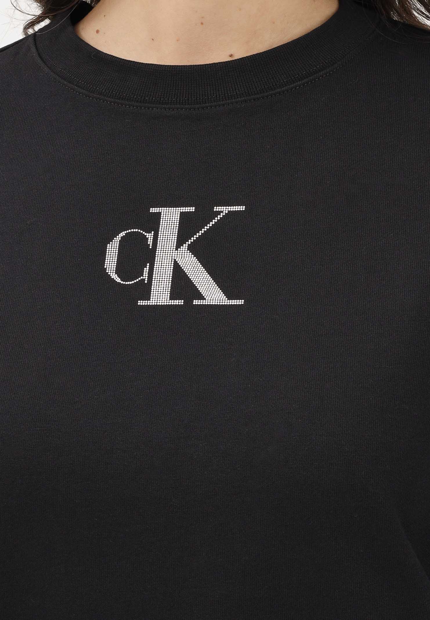 CALVIN KLEIN JEANS Felpa girocollo nera da donna con logo LV047E828GUB1 . CALVIN KLEIN JEANS 
