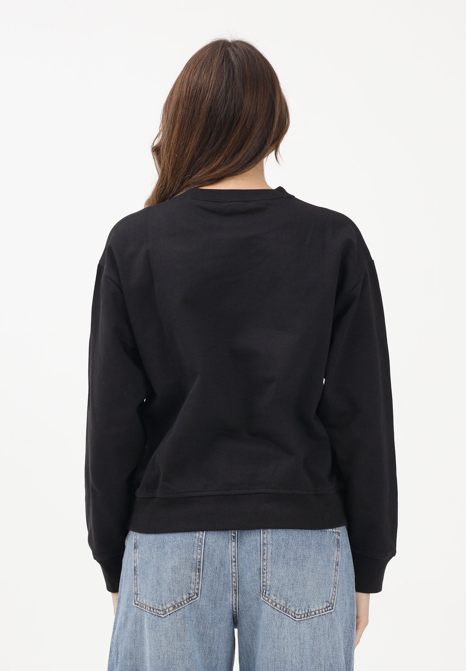 CALVIN KLEIN JEANS Felpa girocollo nera da donna con logo LV047E828GUB1 . CALVIN KLEIN JEANS 