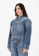 CALVIN KLEIN JEANS Giubbotto in denim medio da donna con logo LV047E906G3NL . CALVIN KLEIN JEANS 