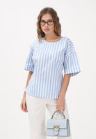 CALVIN KLEIN JEANS Blusa bianca e azzurra da donna con motivo a righe LV047F113G C32 CALVIN KLEIN JEANS 
