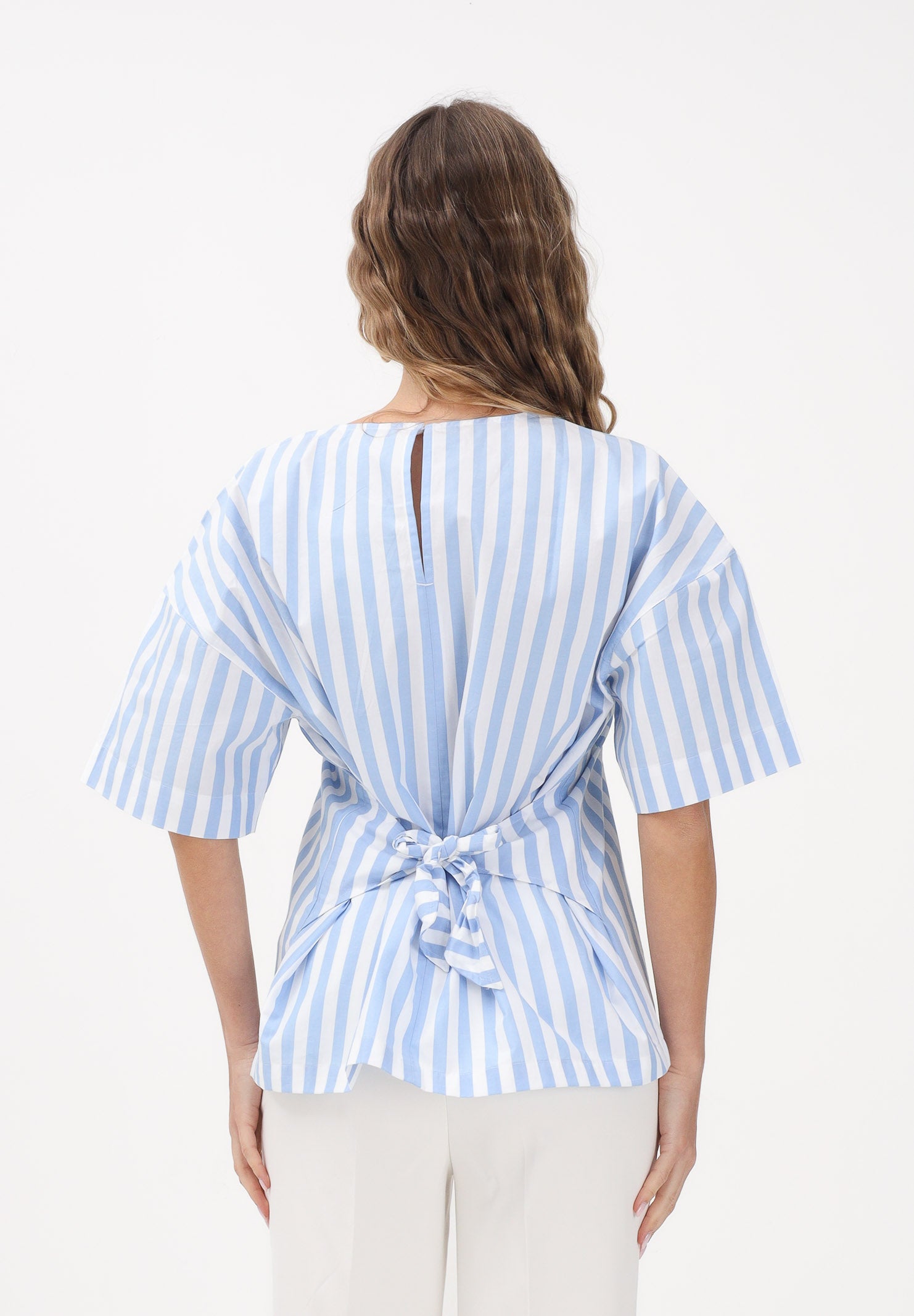 CALVIN KLEIN JEANS Blusa bianca e azzurra da donna con motivo a righe LV047F113G C32 CALVIN KLEIN JEANS 
