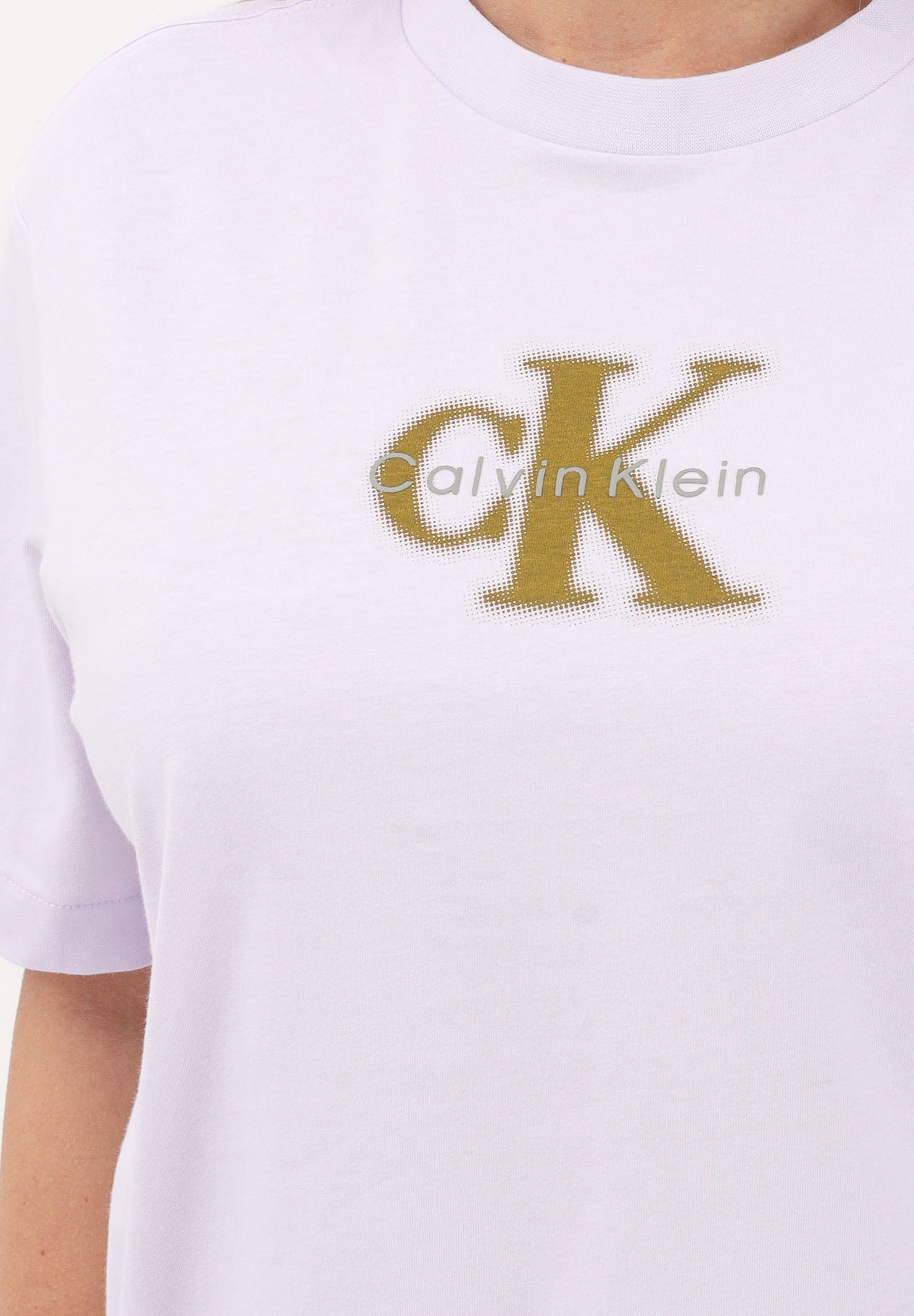 CALVIN KLEIN JEANS T-shirt a manica corta lilla da donna con logo LV047F800G 3OQ CALVIN KLEIN JEANS 