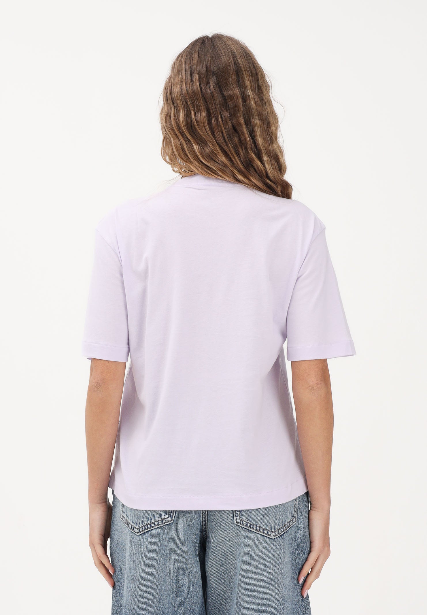 CALVIN KLEIN JEANS T-shirt a manica corta lilla da donna con logo LV047F800G 3OQ CALVIN KLEIN JEANS 