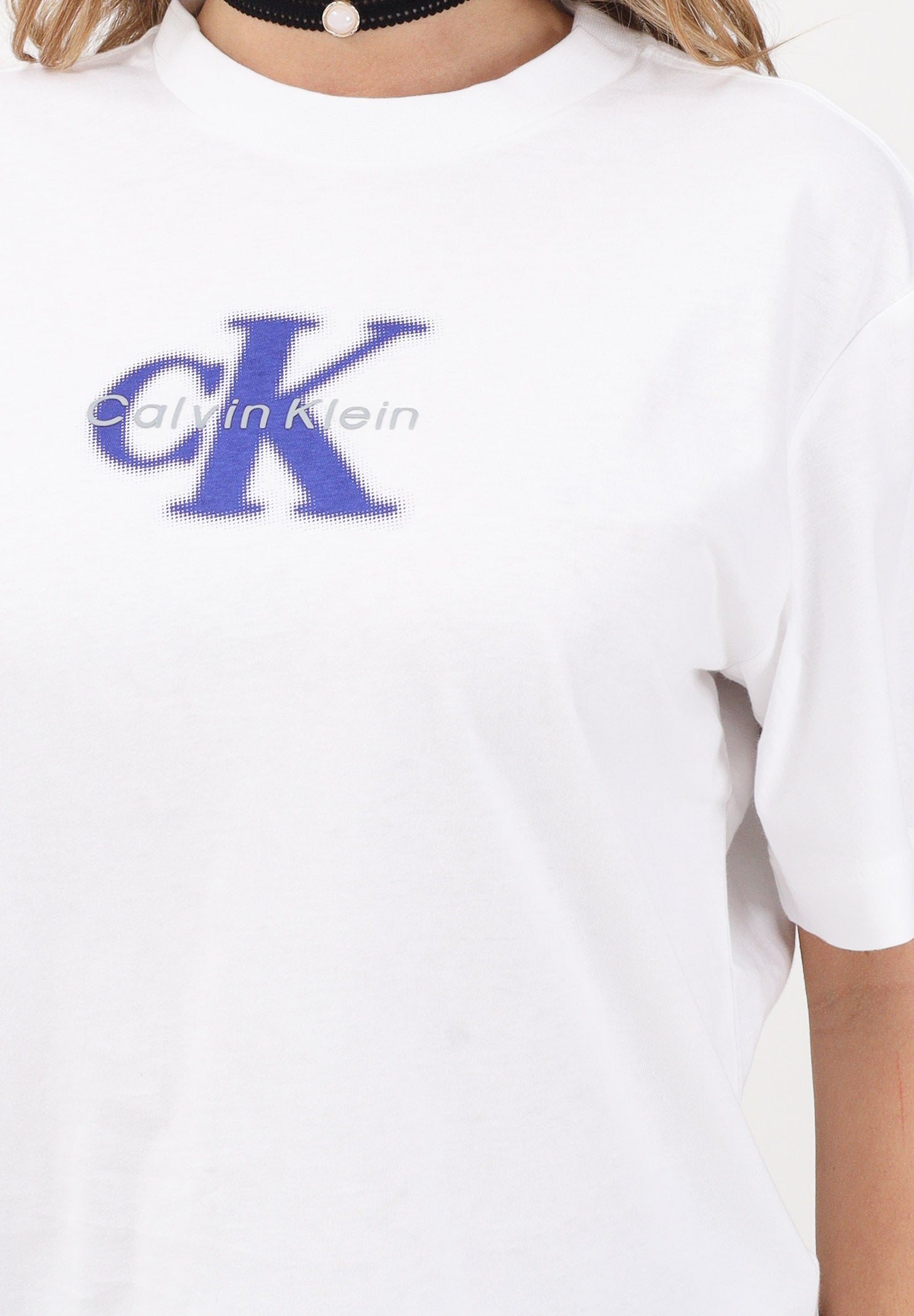 CALVIN KLEIN JEANS T-shirt a manica corta bianca da donna con logo LV047F800G YAF CALVIN KLEIN JEANS 