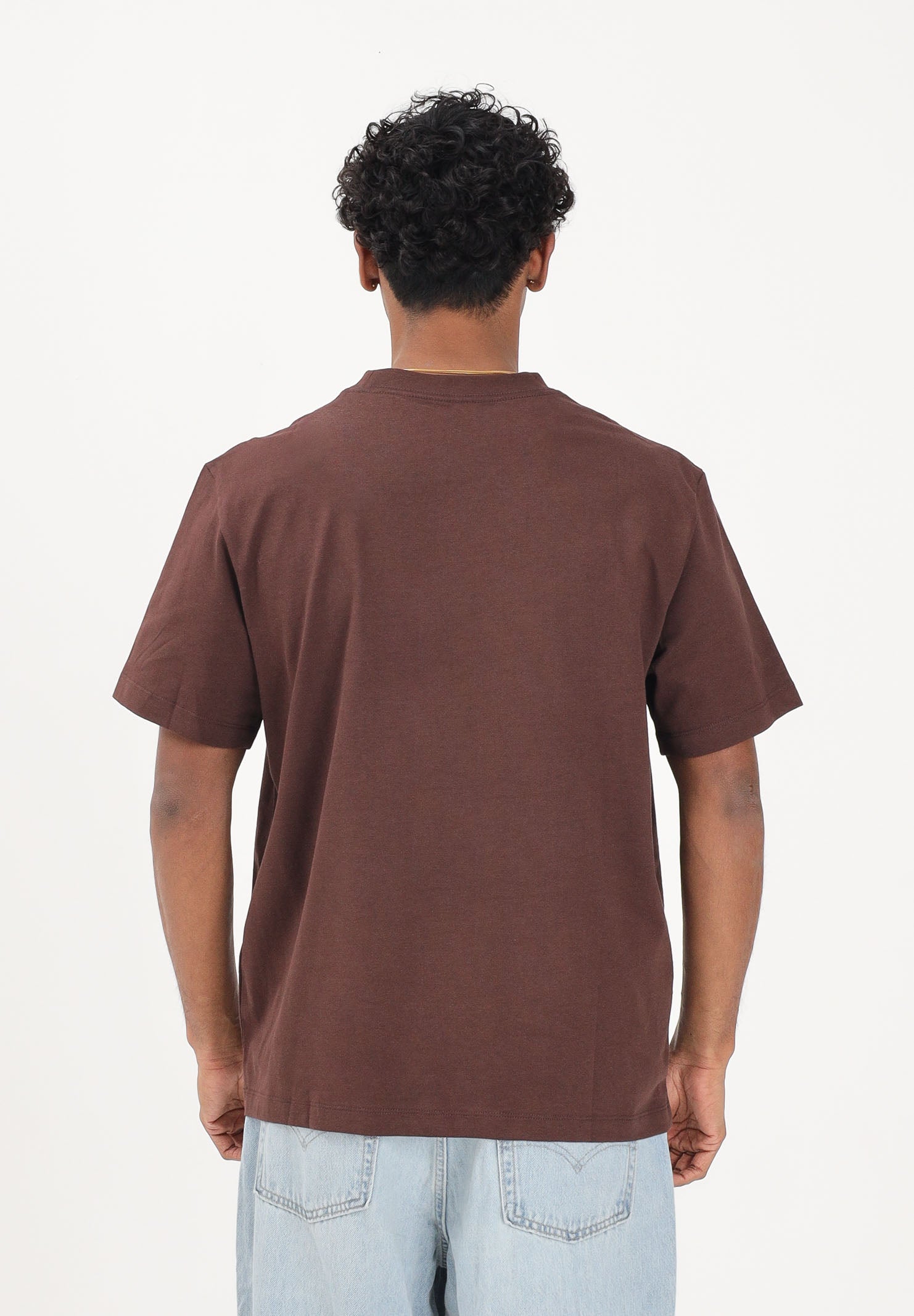 CALVIN KLEIN JEANS T-shirt a manica corta marrone cioccolato da uomo con stampa logo LV04RB862G2IN . CALVIN KLEIN JEANS 