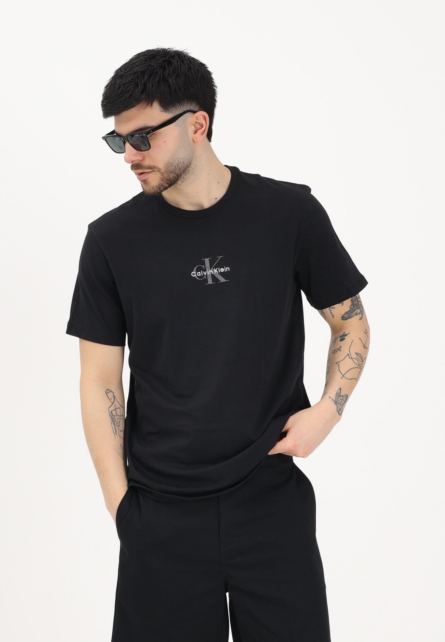 CALVIN KLEIN JEANS T-shirt a manica corta nera da uomo con logo LV04RB866G UB1 CALVIN KLEIN JEANS 