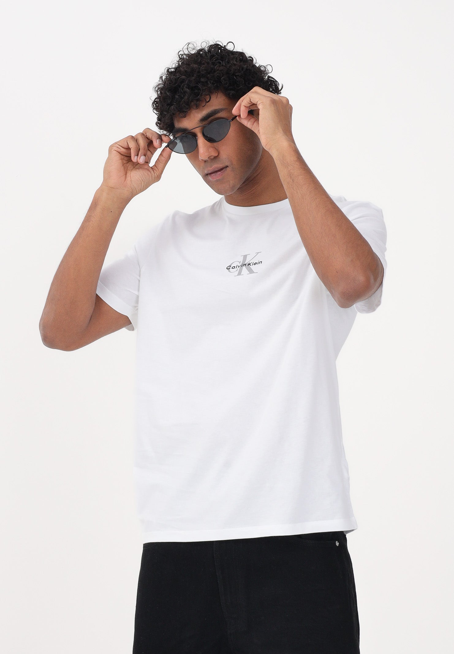 CALVIN KLEIN JEANS T-shirt a manica corta bianca da uomo con logo LV04RB866G YAF CALVIN KLEIN JEANS 