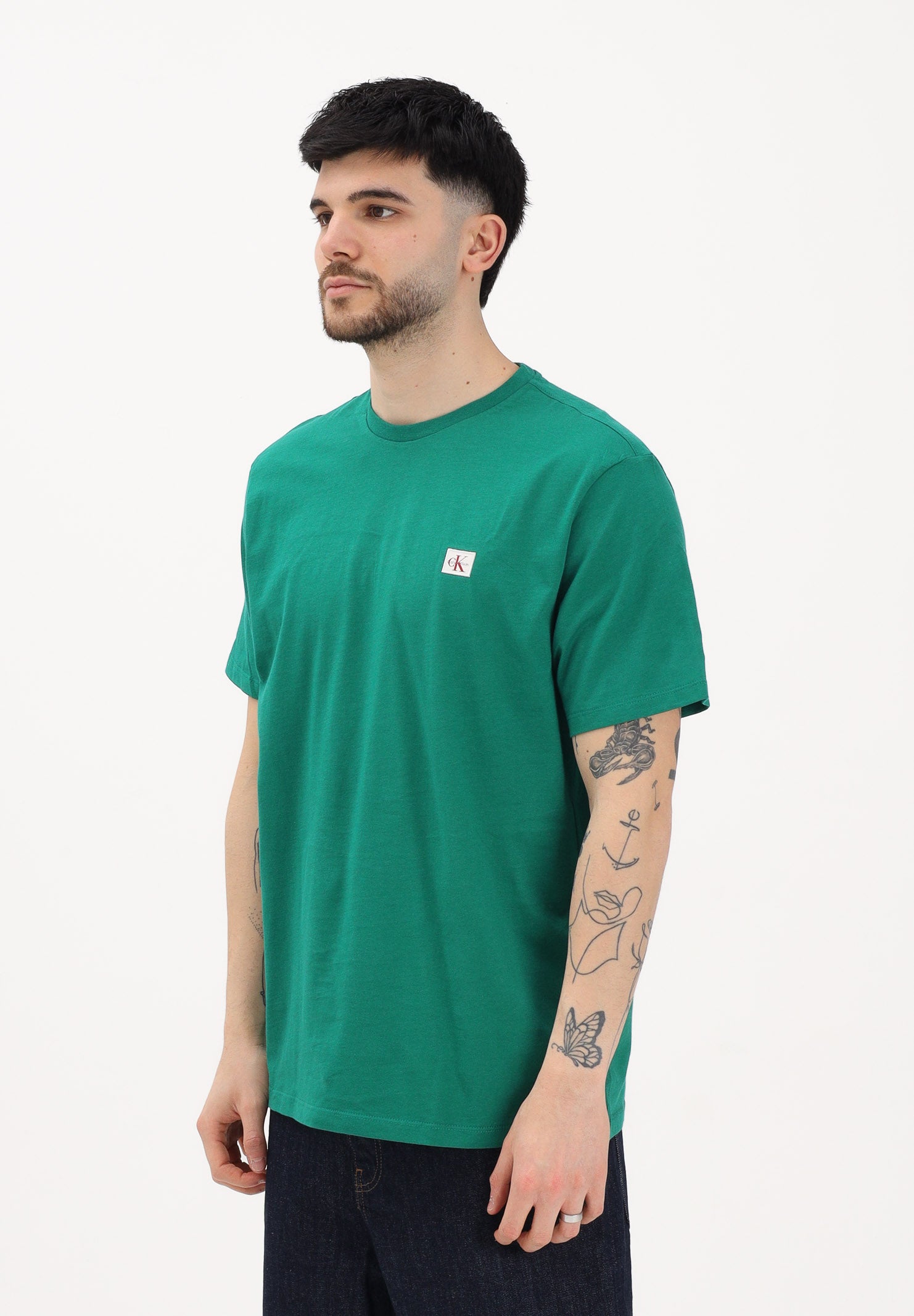CALVIN KLEIN JEANS T-shirt a manica corta verde da uomo con stemma logo LV04RC272G L4G CALVIN KLEIN JEANS 