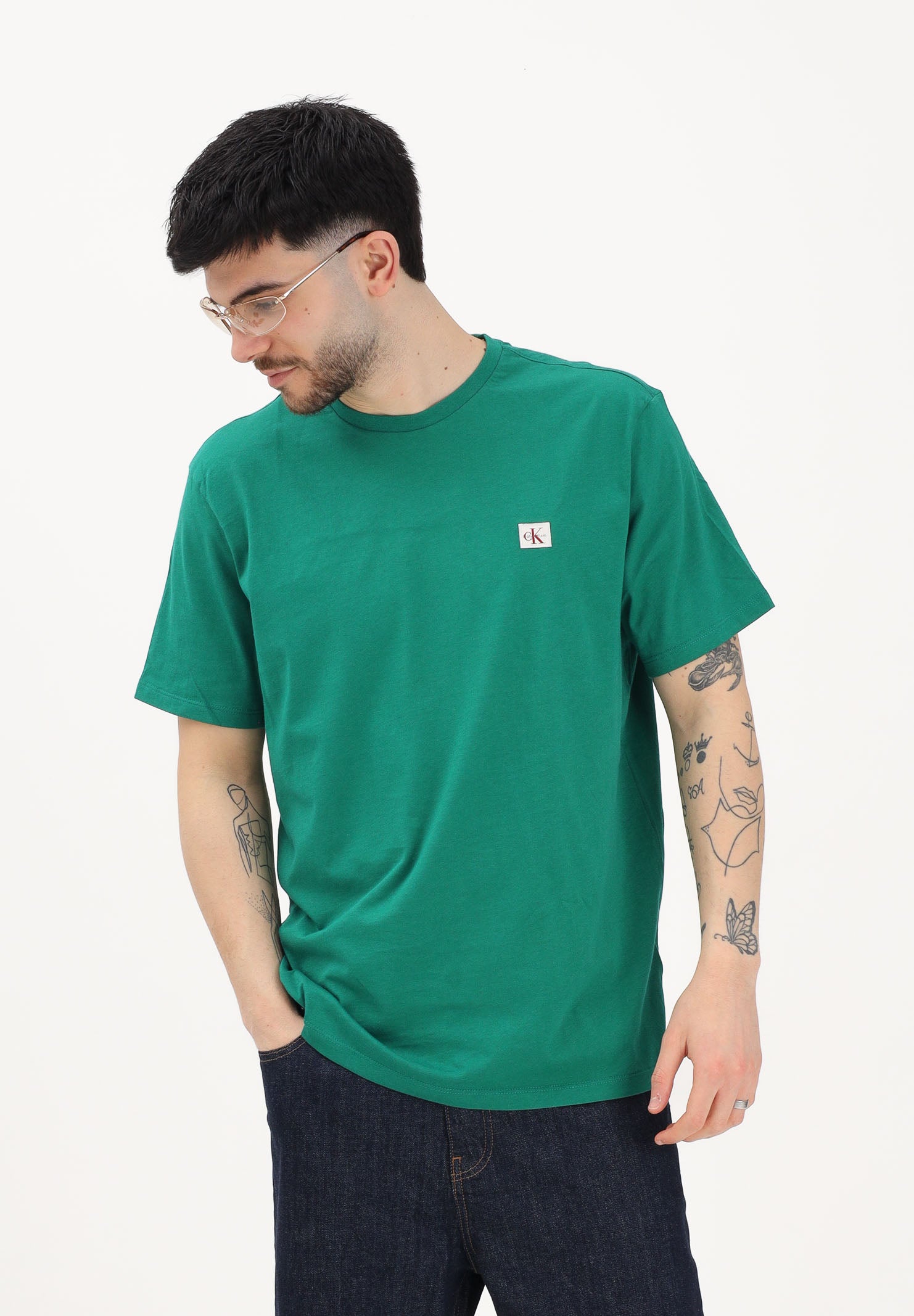 CALVIN KLEIN JEANS T-shirt a manica corta verde da uomo con stemma logo LV04RC272G L4G CALVIN KLEIN JEANS 