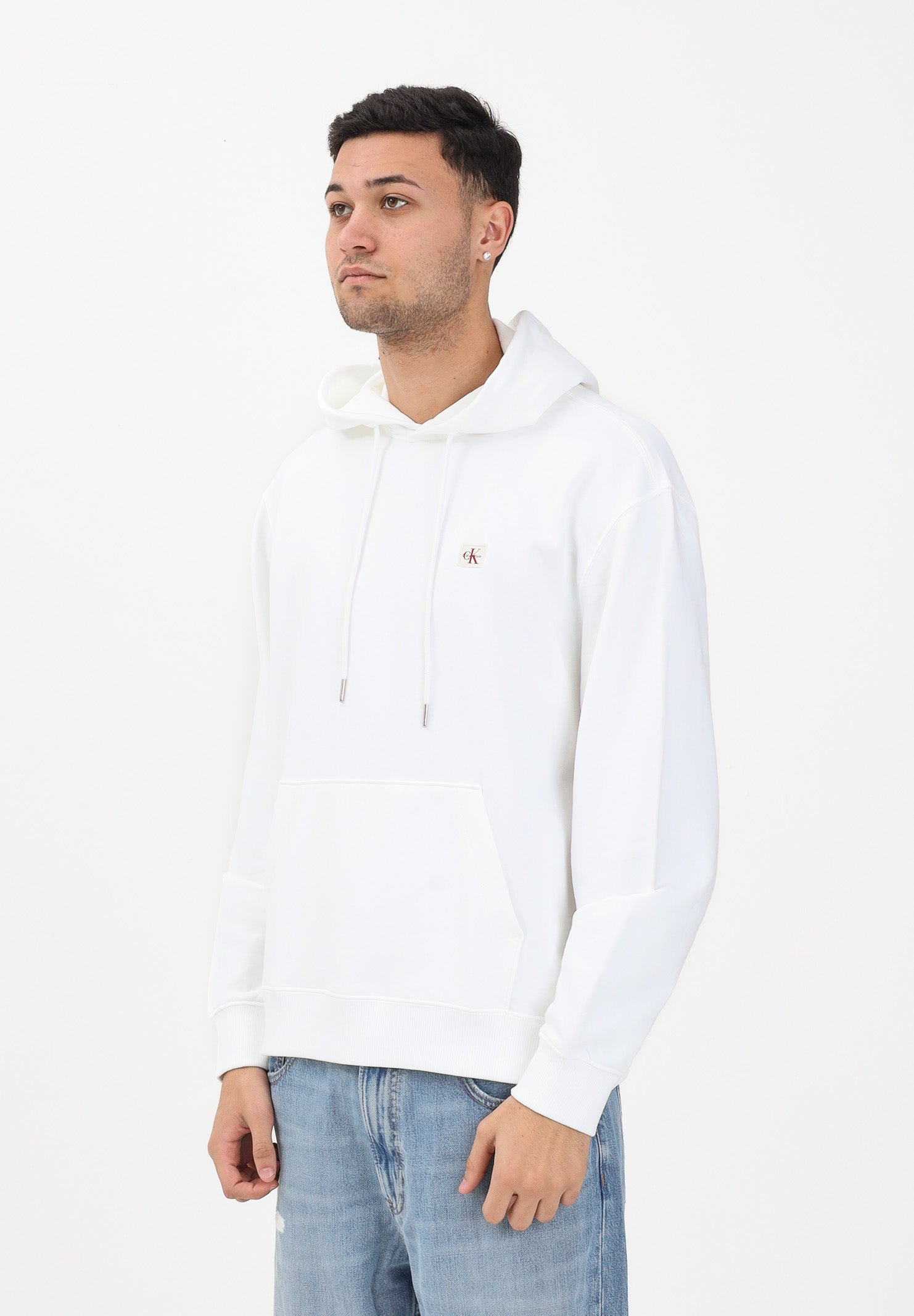 CALVIN KLEIN JEANS Felpa con cappuccio bianca da uomo con logo LV04RC274GYAF . CALVIN KLEIN JEANS 