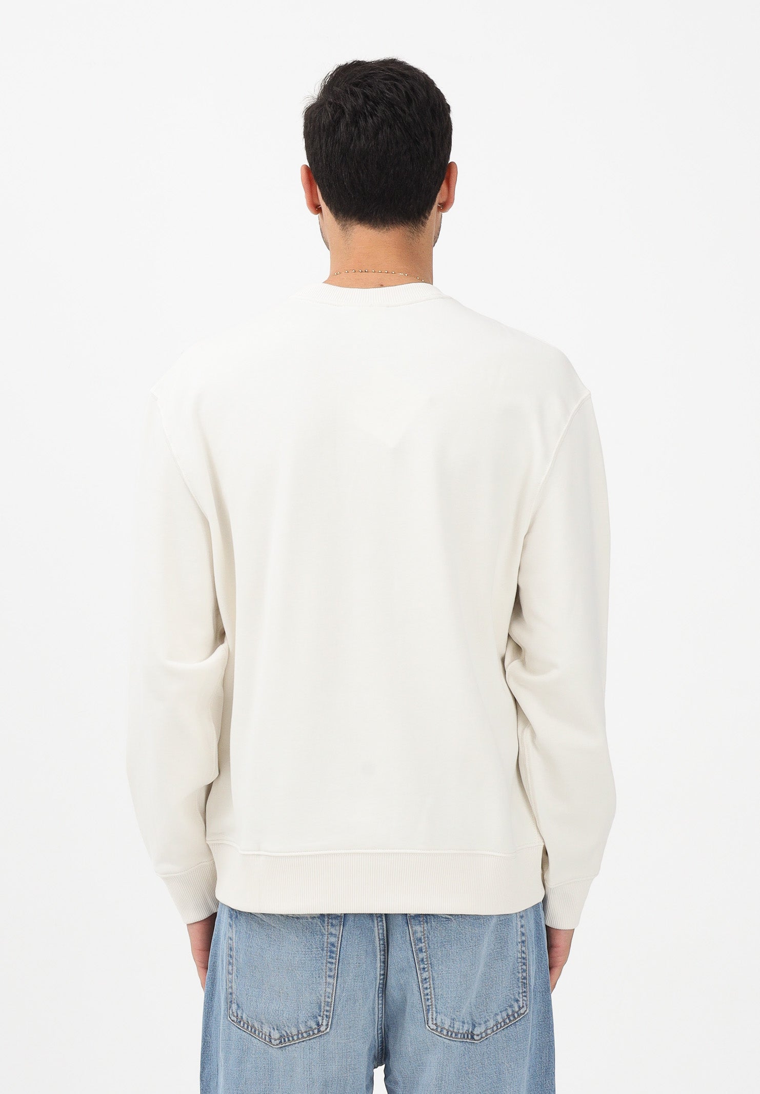 CALVIN KLEIN JEANS Felpa girocollo panna da uomo con logo LV04RC296GYAS . CALVIN KLEIN JEANS 