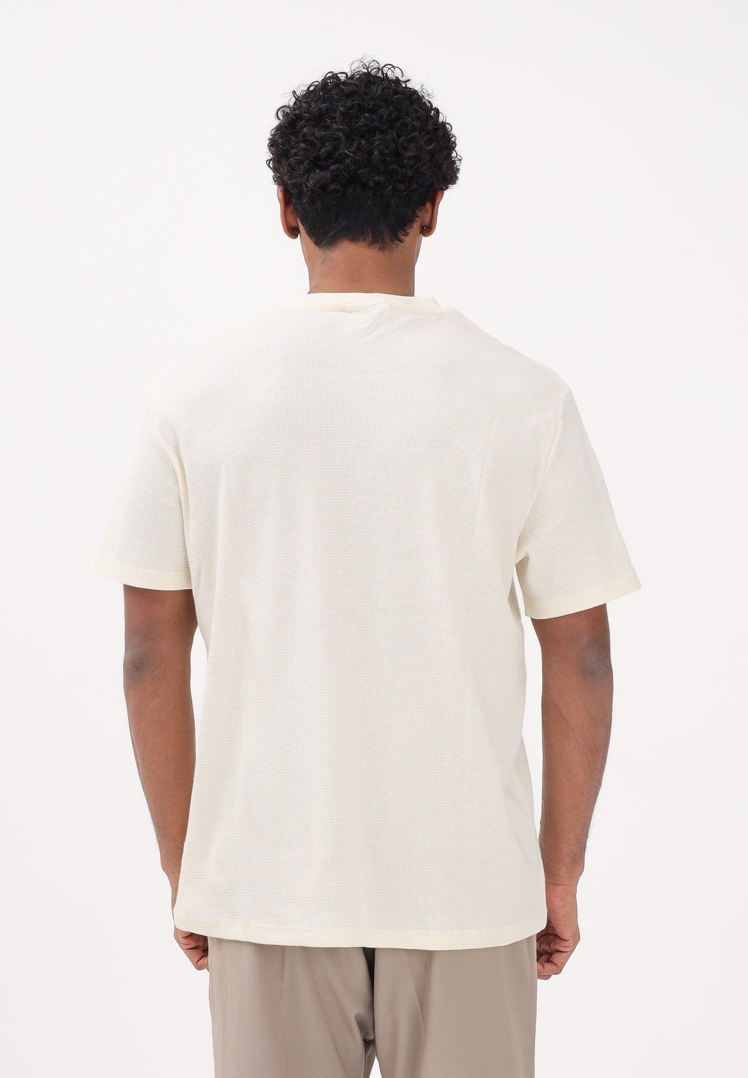 CALVIN KLEIN JEANS T-shirt a manica corta panna da uomo con patch logo LV04RD008G F7J CALVIN KLEIN JEANS 