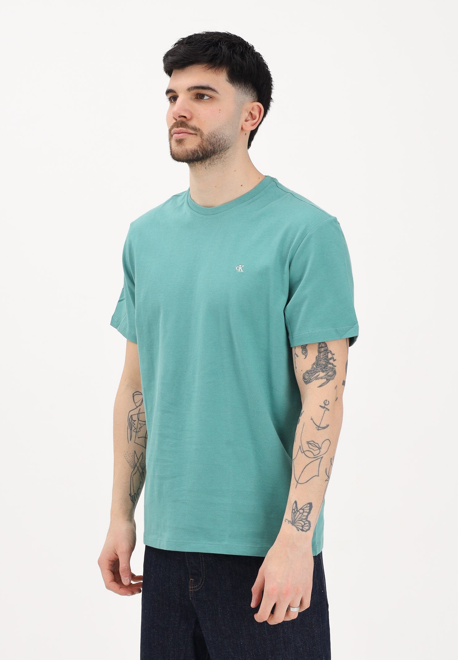 CALVIN KLEIN JEANS T-shirt a manica corta verde da uomo con logo LV04RD254G VFL CALVIN KLEIN JEANS 