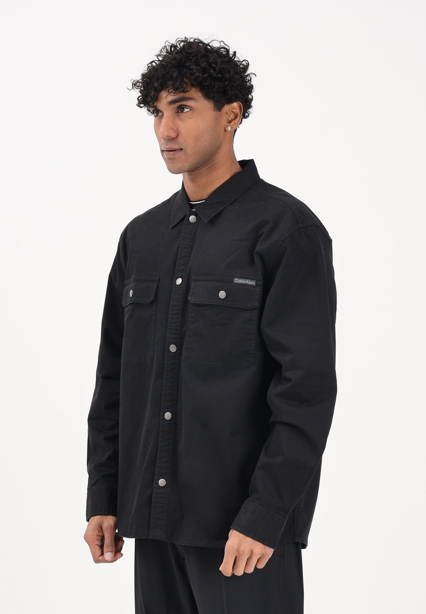 CALVIN KLEIN JEANS Camicia a manica lunga nera da uomo LV04RE103GUB1 . CALVIN KLEIN JEANS 