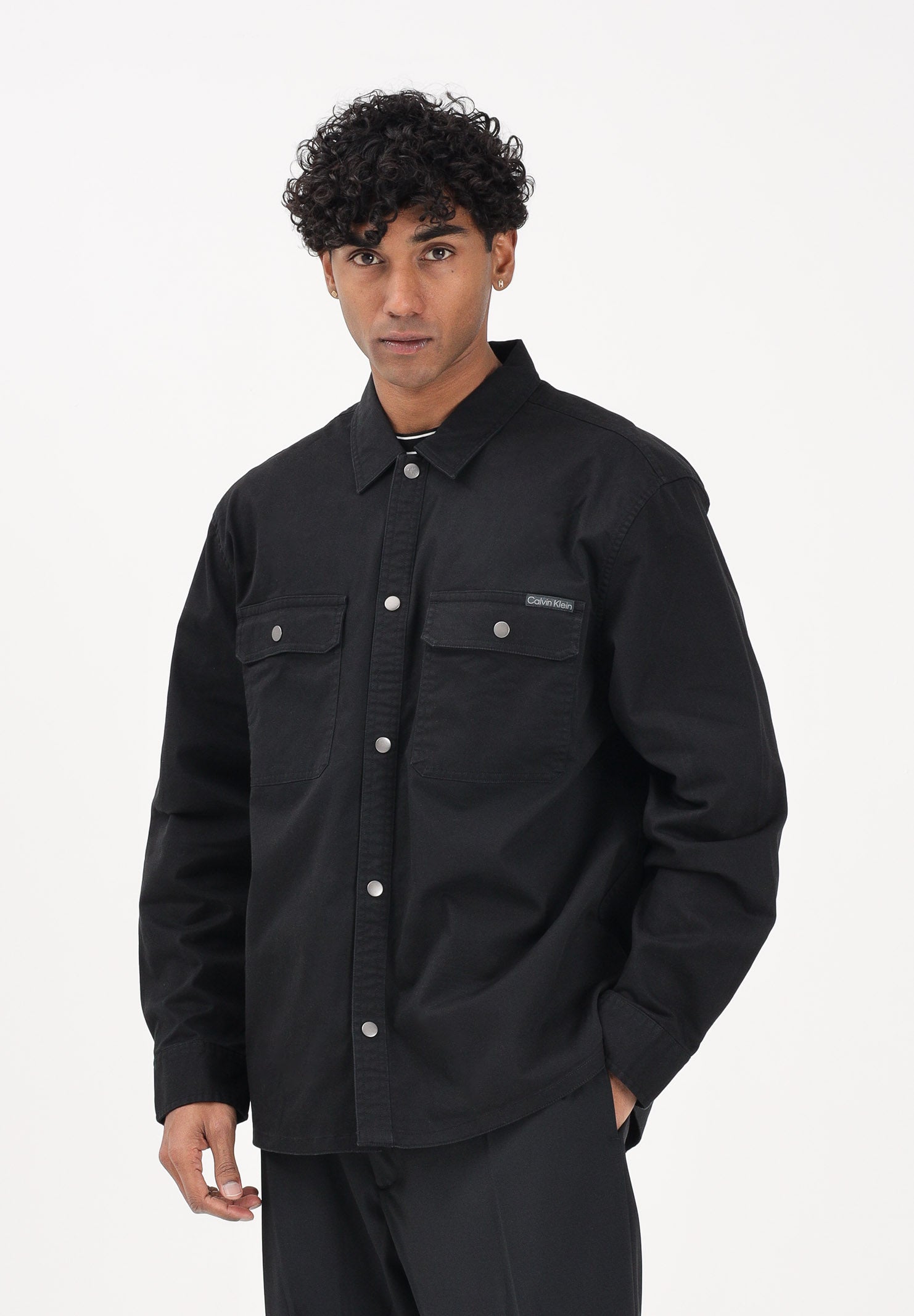 CALVIN KLEIN JEANS Camicia a manica lunga nera da uomo LV04RE103GUB1 . CALVIN KLEIN JEANS 