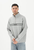 CALVIN KLEIN JEANS Felpa a mezza zip grigia da uomo con logo LV04RE221GP79 . CALVIN KLEIN JEANS 