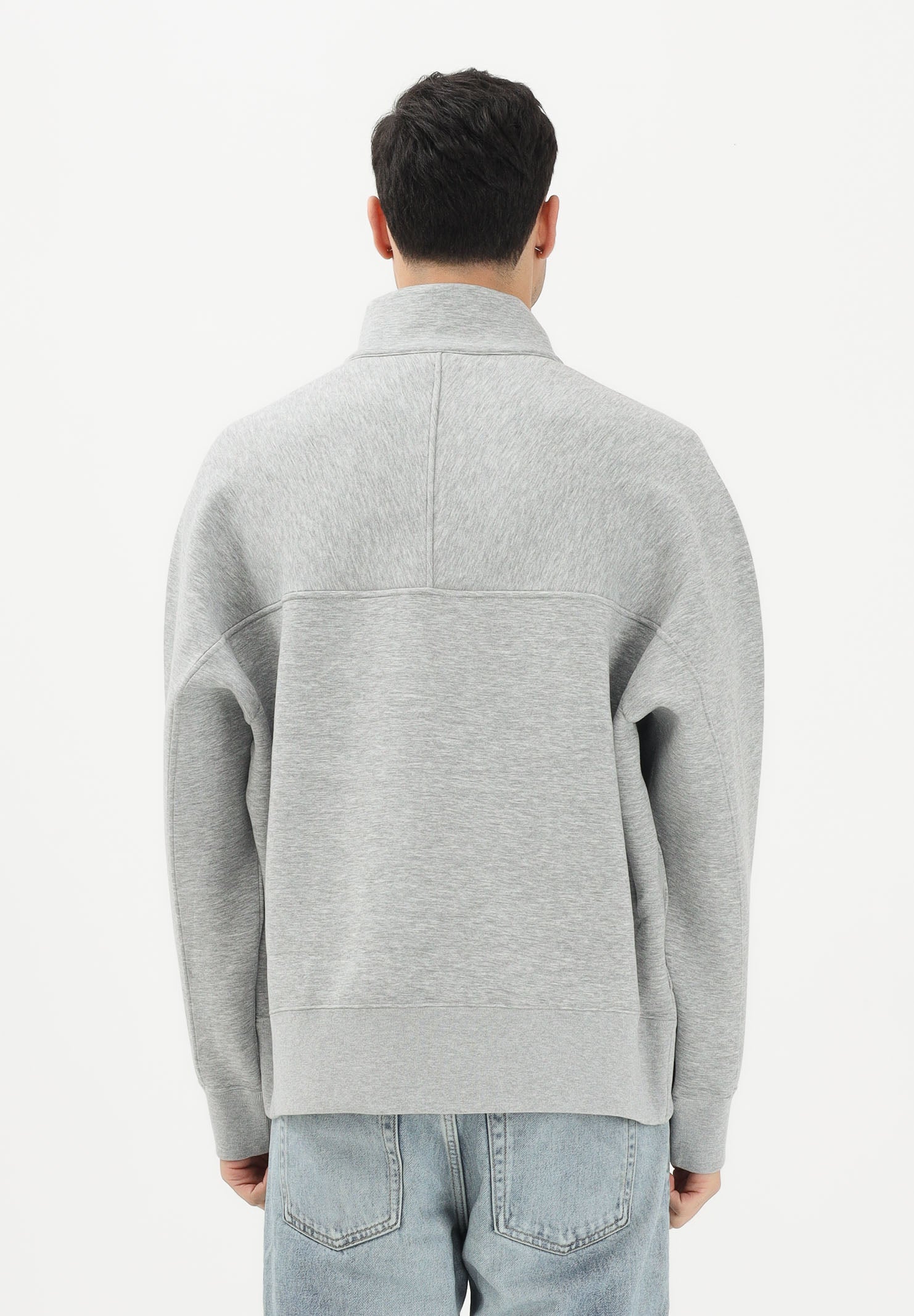 CALVIN KLEIN JEANS Felpa a mezza zip grigia da uomo con logo LV04RE221GP79 . CALVIN KLEIN JEANS 