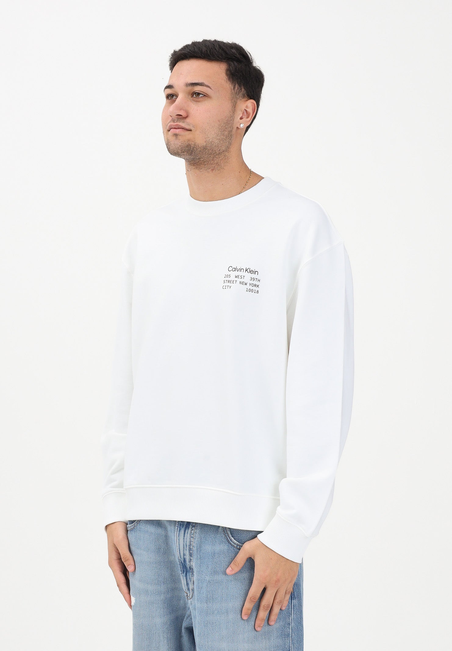CALVIN KLEIN JEANS Felpa girocollo GRAPHIC bianca da uomo LV04RE254GYAF . CALVIN KLEIN JEANS 