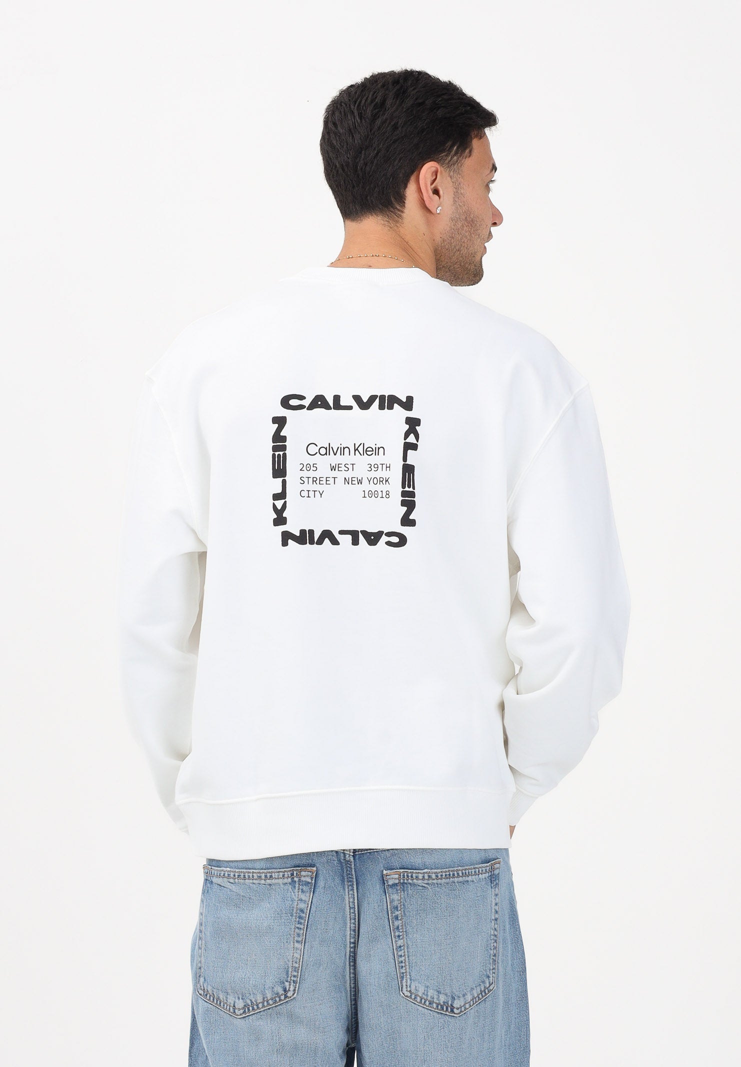 CALVIN KLEIN JEANS Felpa girocollo GRAPHIC bianca da uomo LV04RE254GYAF . CALVIN KLEIN JEANS 