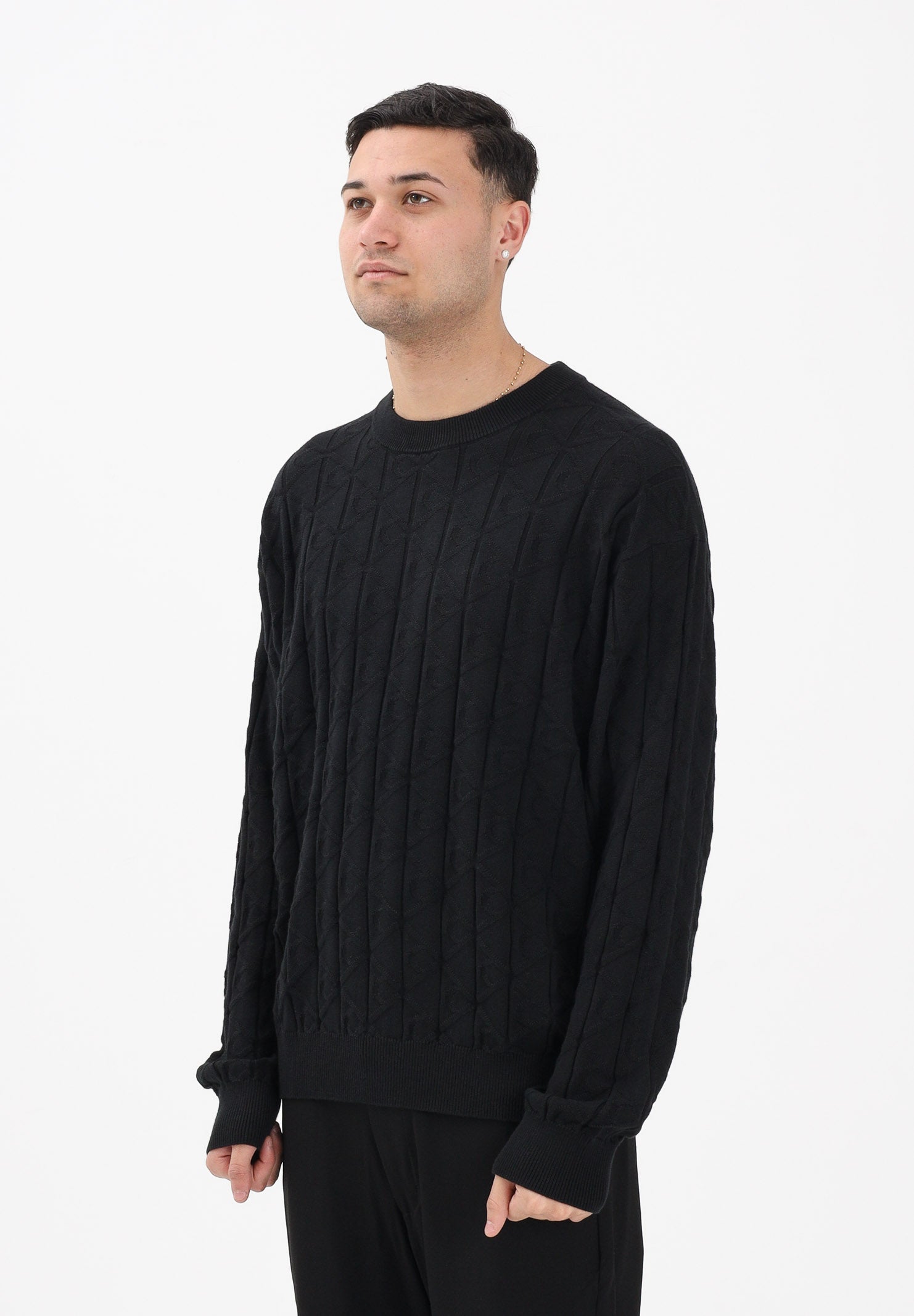 CALVIN KLEIN JEANS Maglioncino girocollo nero da uomo con logo LV04RE301GUB1 . CALVIN KLEIN JEANS 