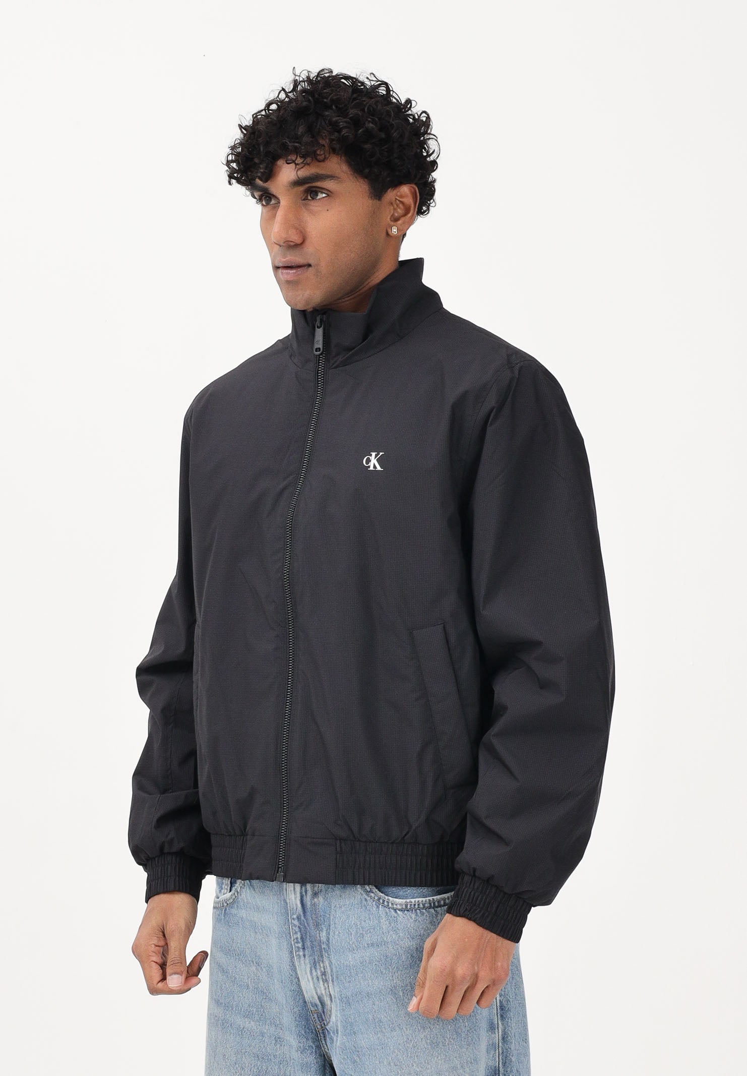 CALVIN KLEIN JEANS Giacca a vento Harrington nera da uomo LV04RE515GUB1 . CALVIN KLEIN JEANS 