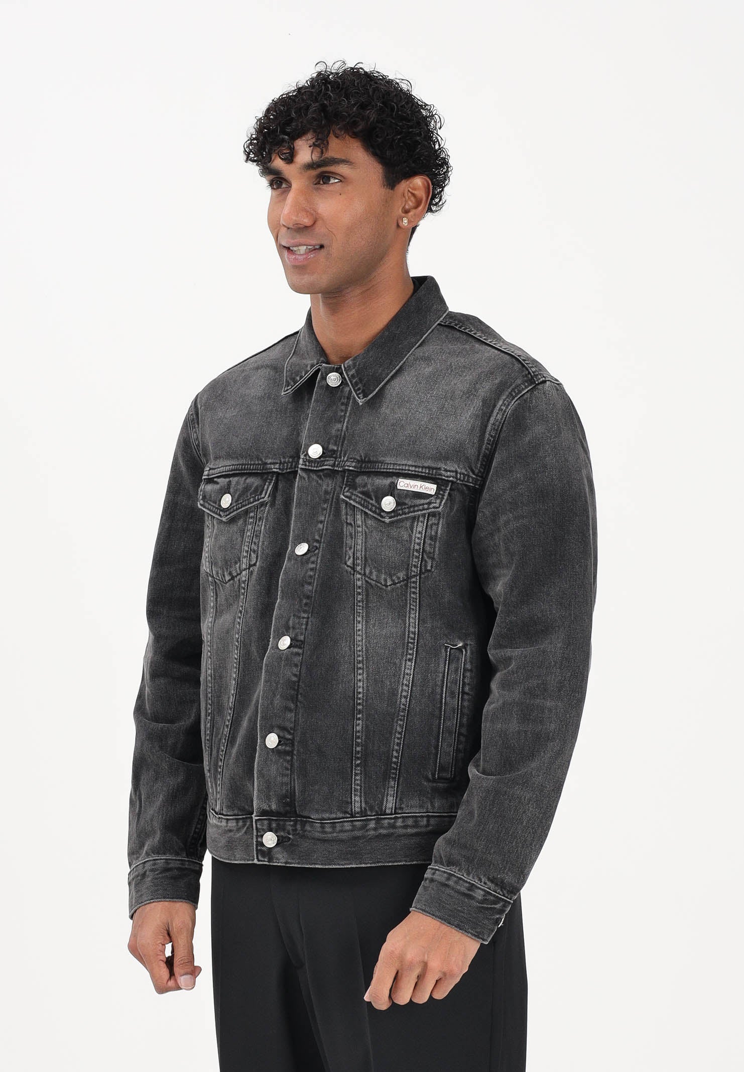 CALVIN KLEIN JEANS Giubbotto Classic in denim nero da uomo LV04RE765G2U4 . CALVIN KLEIN JEANS 