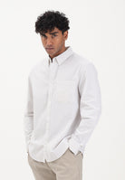 CALVIN KLEIN JEANS Camicia a manica lunga bianca da uomo con fantasia a righe sottili beige LV04RF100G 67U CALVIN KLEIN JEANS 