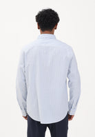 CALVIN KLEIN JEANS Camicia a manica lunga bianca da uomo con fantasia a righe sottili azzurre LV04RF100G C32 CALVIN KLEIN JEANS 