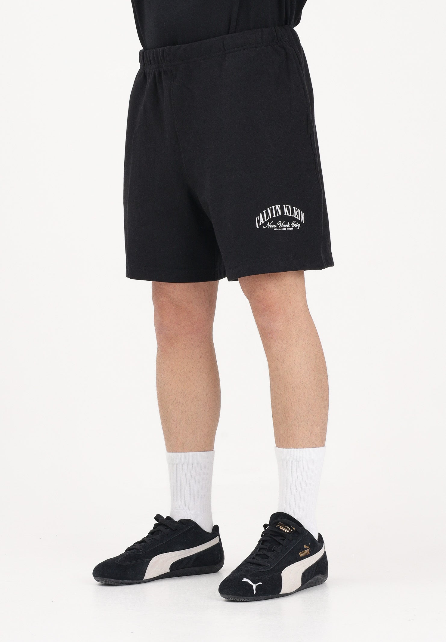 CALVIN KLEIN JEANS Shorts sportivo nero da uomo con logo a contrasto LV04RF275G UB1 CALVIN KLEIN JEANS 