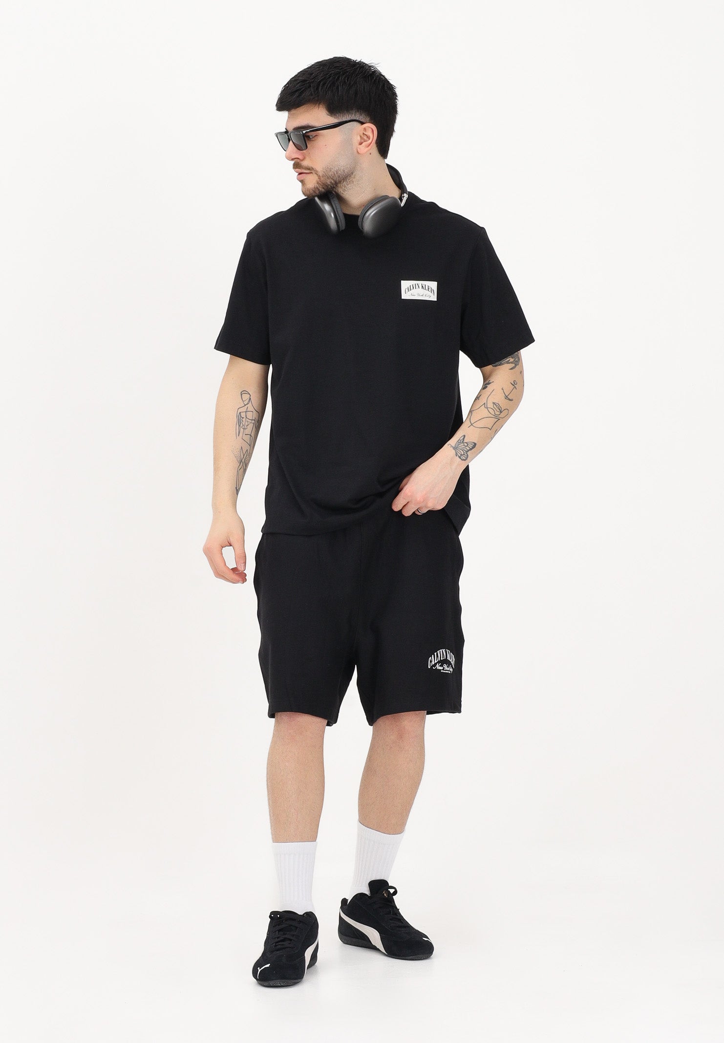 CALVIN KLEIN JEANS Shorts sportivo nero da uomo con logo a contrasto LV04RF275G UB1 CALVIN KLEIN JEANS 