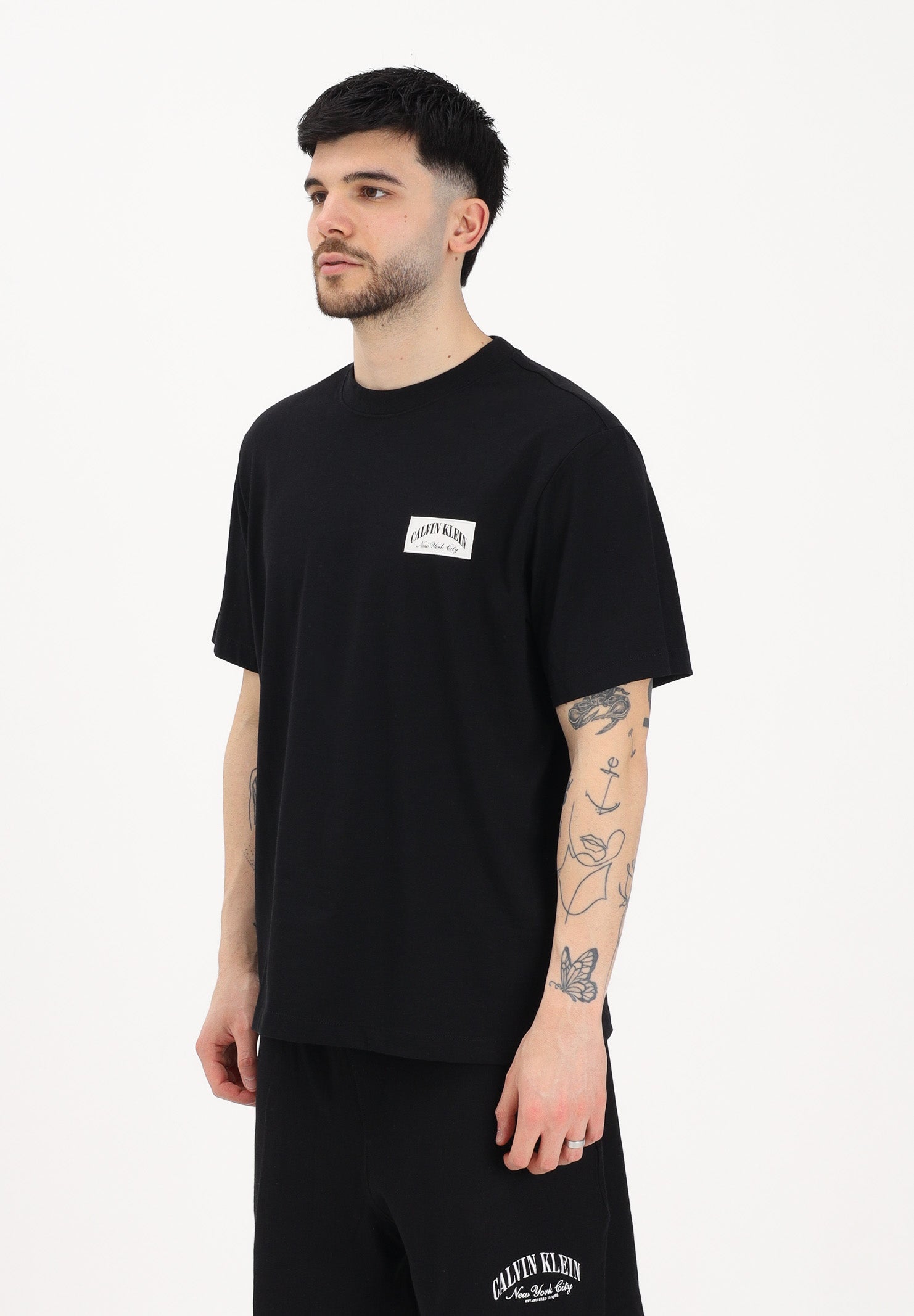 CALVIN KLEIN JEANS T-shirt a manica corta nera da uomo con logo LV04RF294G UB1 CALVIN KLEIN JEANS 