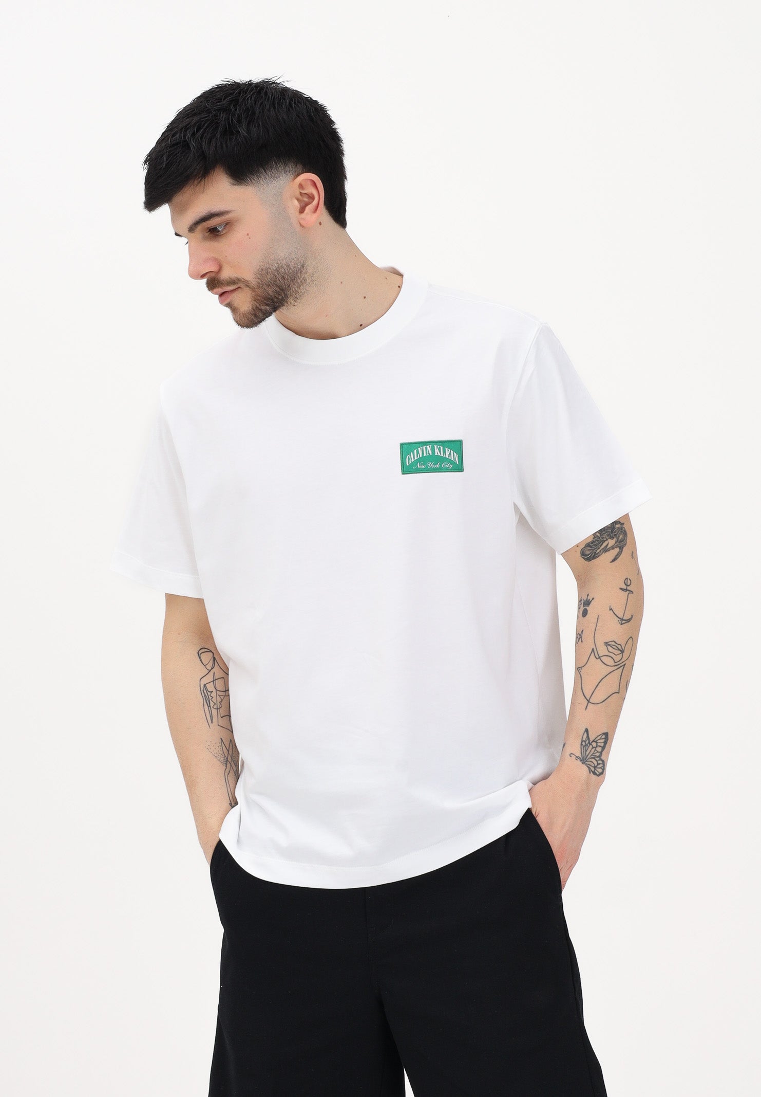 CALVIN KLEIN JEANS T-shirt a manica corta bianca da uomo con logo LV04RF294G YAF CALVIN KLEIN JEANS 