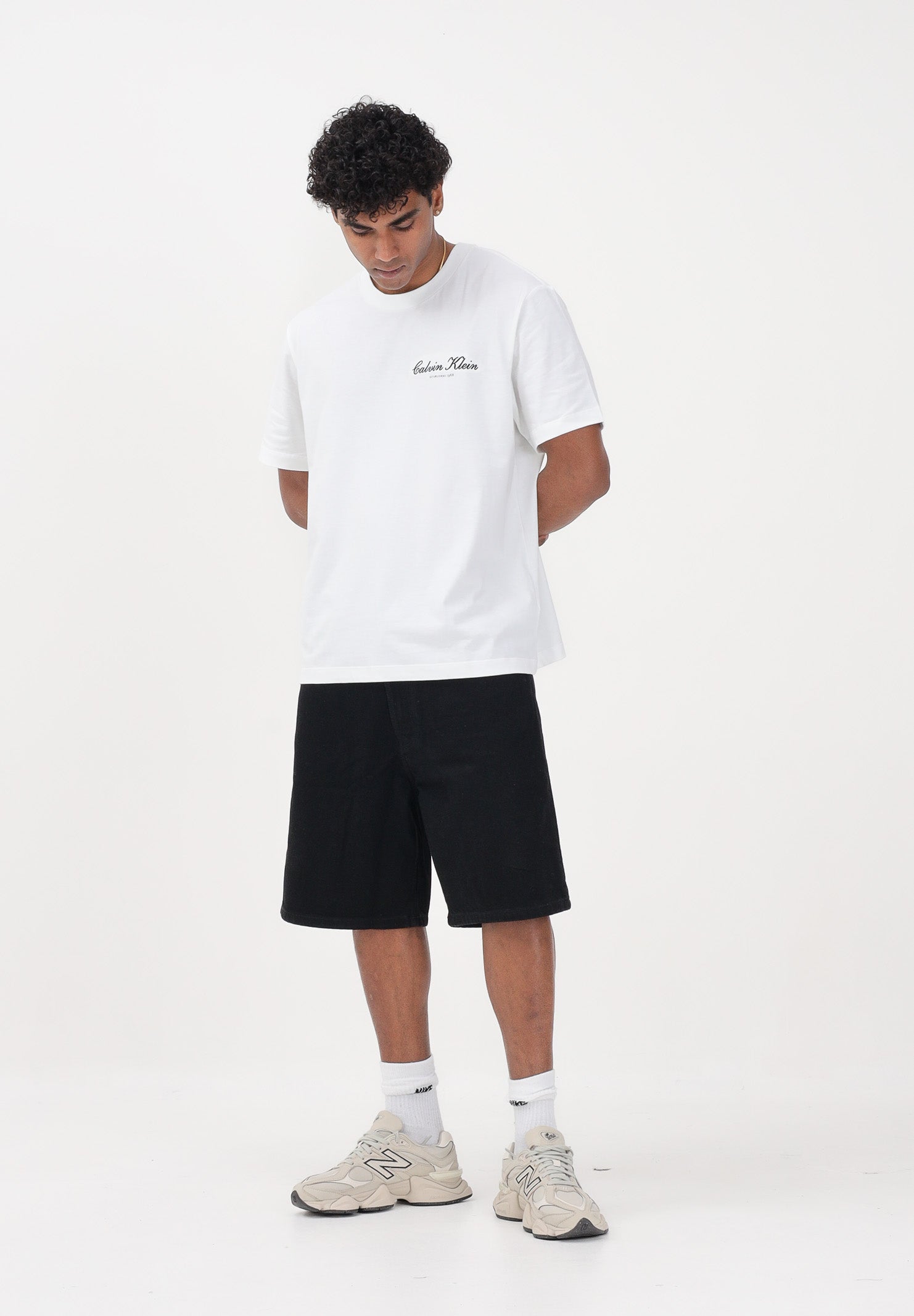 CALVIN KLEIN JEANS Shorts in denim nero da uomo LV04RF794G JW4 CALVIN KLEIN JEANS 