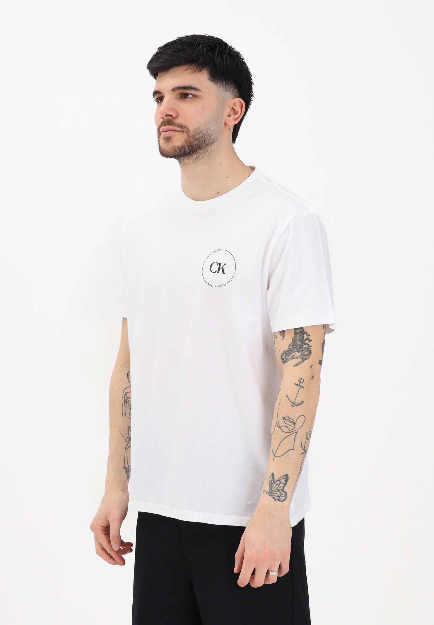 CALVIN KLEIN JEANS T-shirt a manica corta bianca da uomo con stampa sul retro LV04RF801G YAF CALVIN KLEIN JEANS 