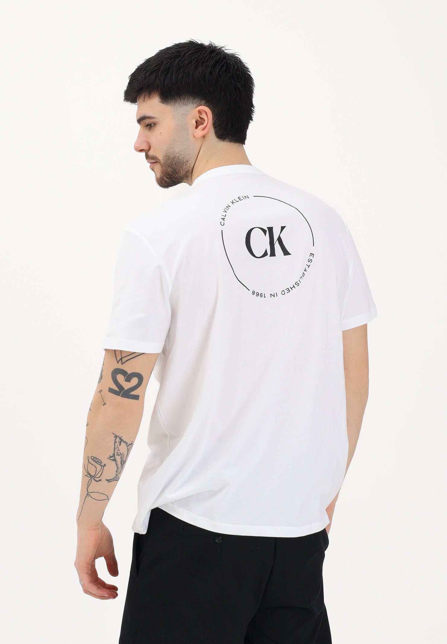 CALVIN KLEIN JEANS T-shirt a manica corta bianca da uomo con stampa sul retro LV04RF801G YAF CALVIN KLEIN JEANS 