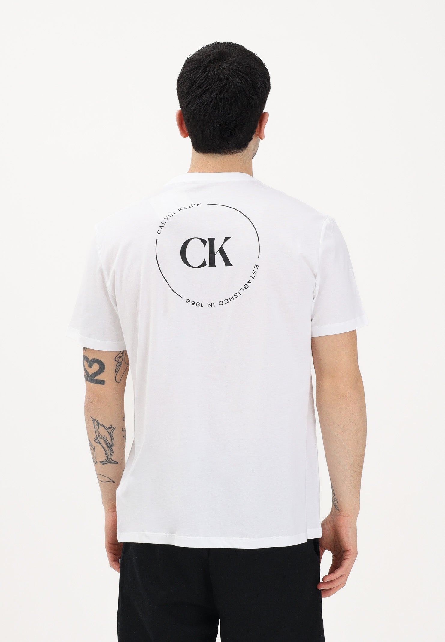 CALVIN KLEIN JEANS T-shirt a manica corta bianca da uomo con stampa sul retro LV04RF801G YAF CALVIN KLEIN JEANS 