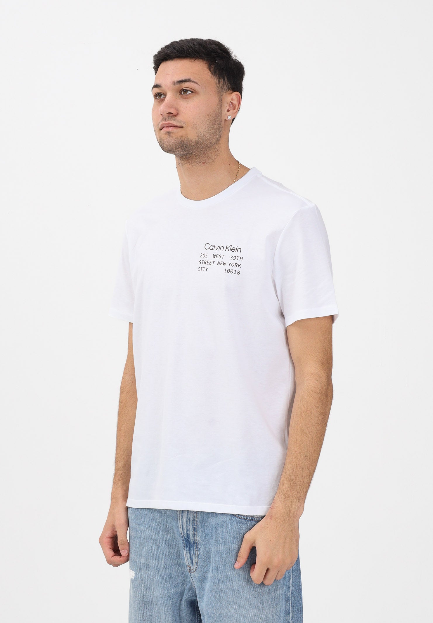 CALVIN KLEIN JEASN T-shirt a manica corta bianca da uomo con stampa sul retro LV14RE830GYAA . CALVIN KLEIN JEANS 