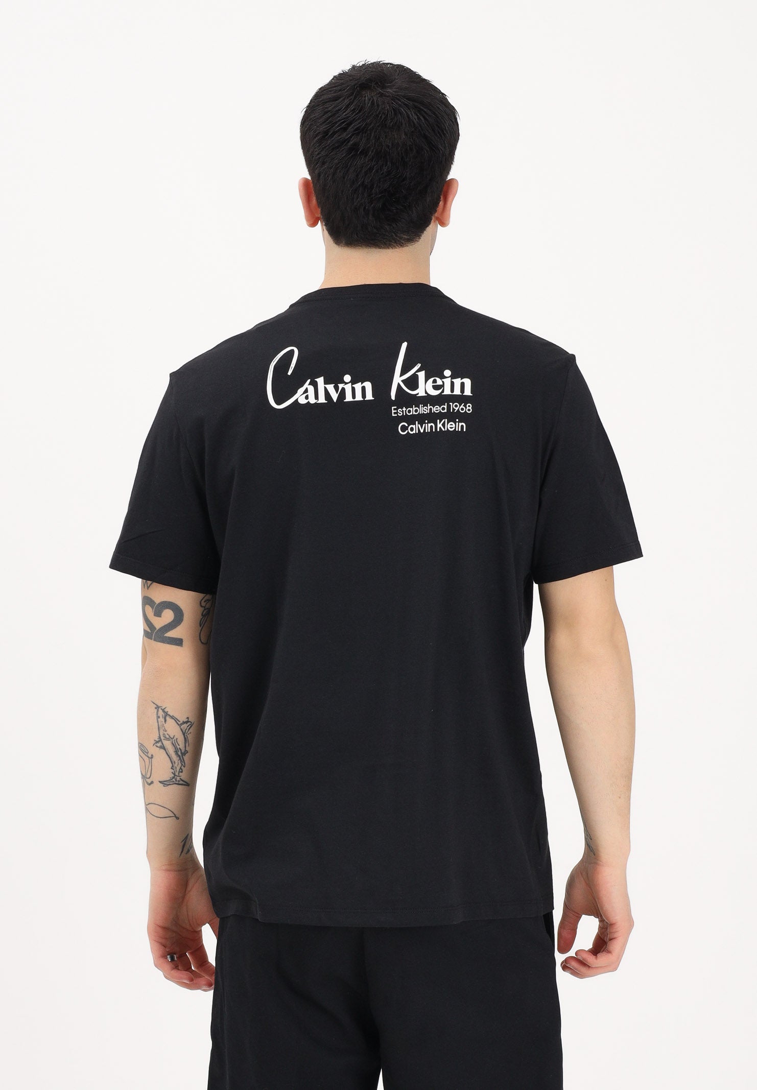 CALVIN KLEIN JEANS T-shirt a manica corta nera da uomo con logo frontale e stampa sul retro LV14RF802G UB1 CALVIN KLEIN JEANS 