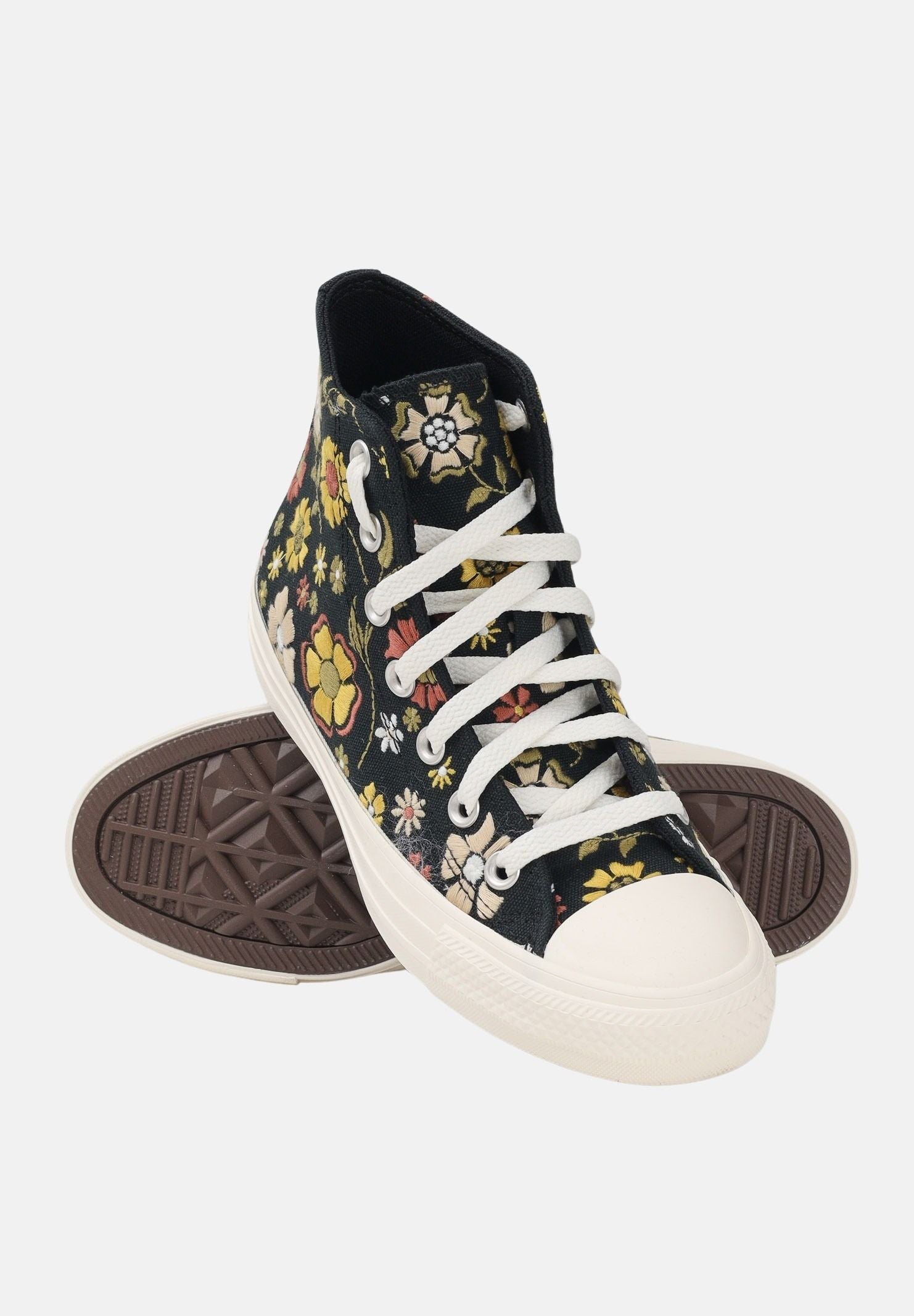 CONVERSE sneakers alte Chuck Taylor All Star Retro Flowers Black nero fantasia floreale donna. A20022C . CONVERSE 