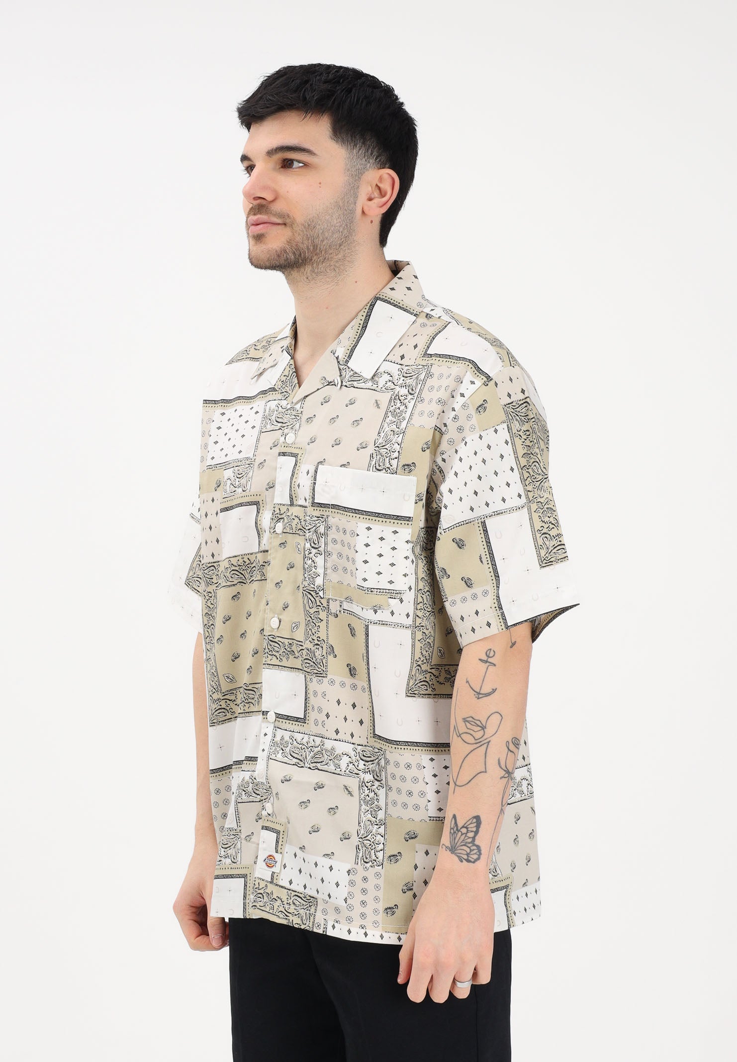 DICKIES Camicia a manica corta Glandorf panna e beige da uomo DK0A889TC481 . DIckies 