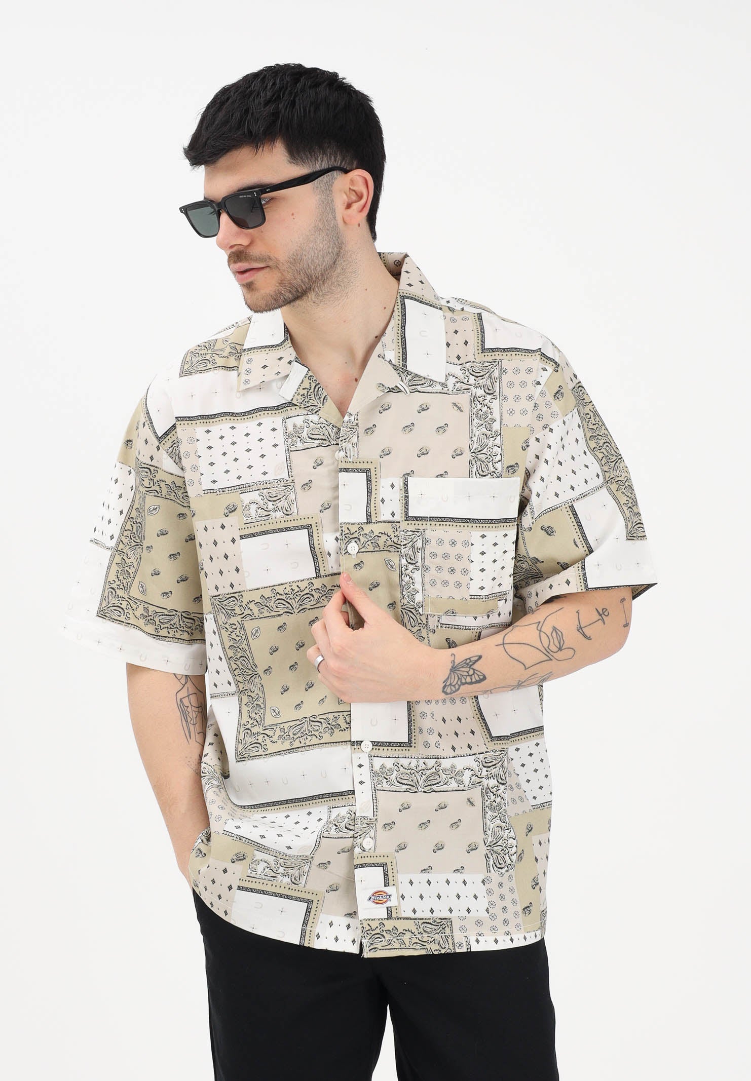 DICKIES Camicia a manica corta Glandorf panna e beige da uomo DK0A889TC481 . DIckies 