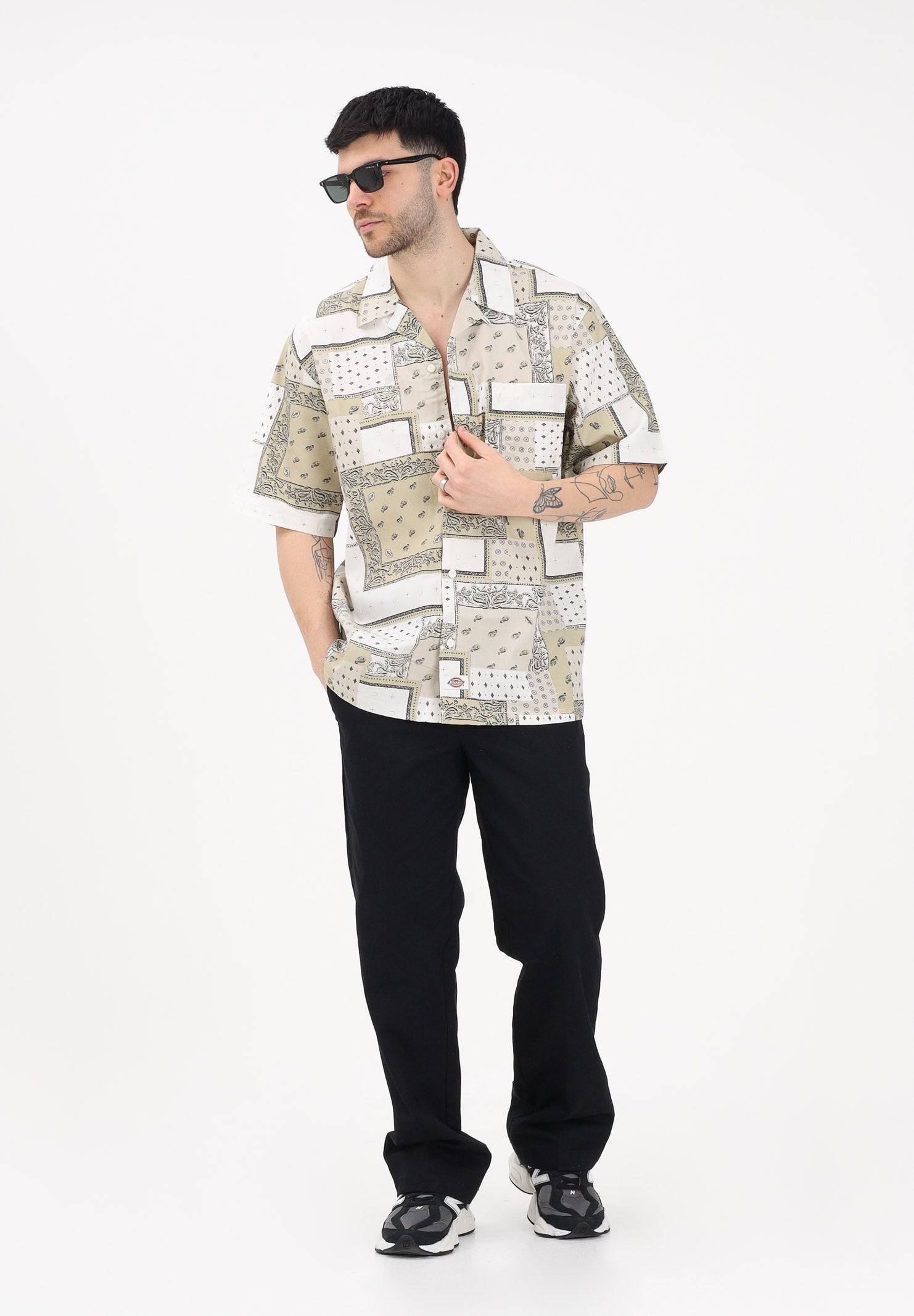 DICKIES Camicia a manica corta Glandorf panna e beige da uomo DK0A889TC481 . DIckies 