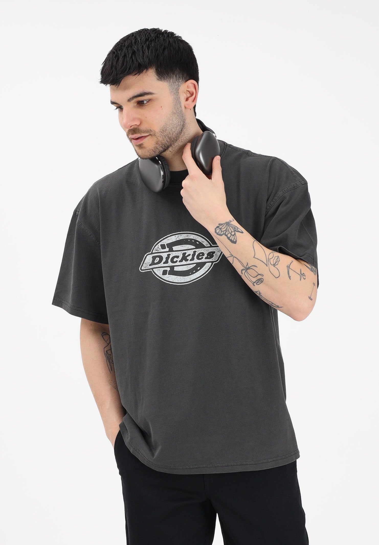DICKIES T-shirt a manica corta Plainville grigia da uomo DK0A88GNBLK1 . DIckies 